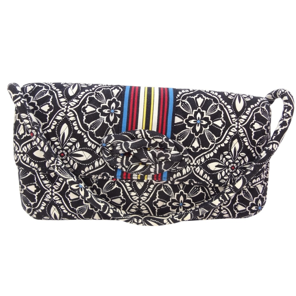 Vera Bradley Barcelona Knot Just a Clutch Black White Quilted Cotton Bag